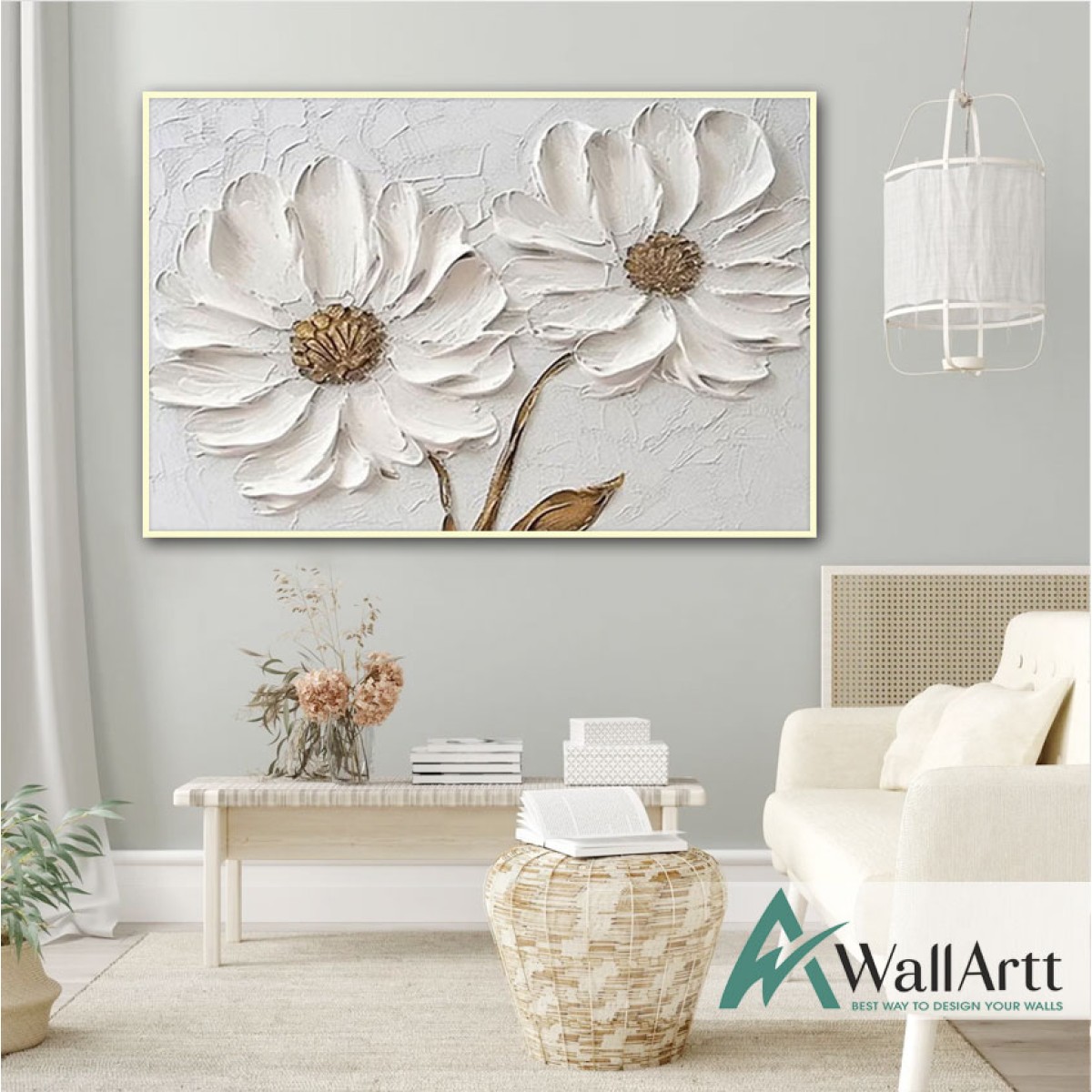 Golden Daisy 3d Heavy Textured Partial Oil Painting